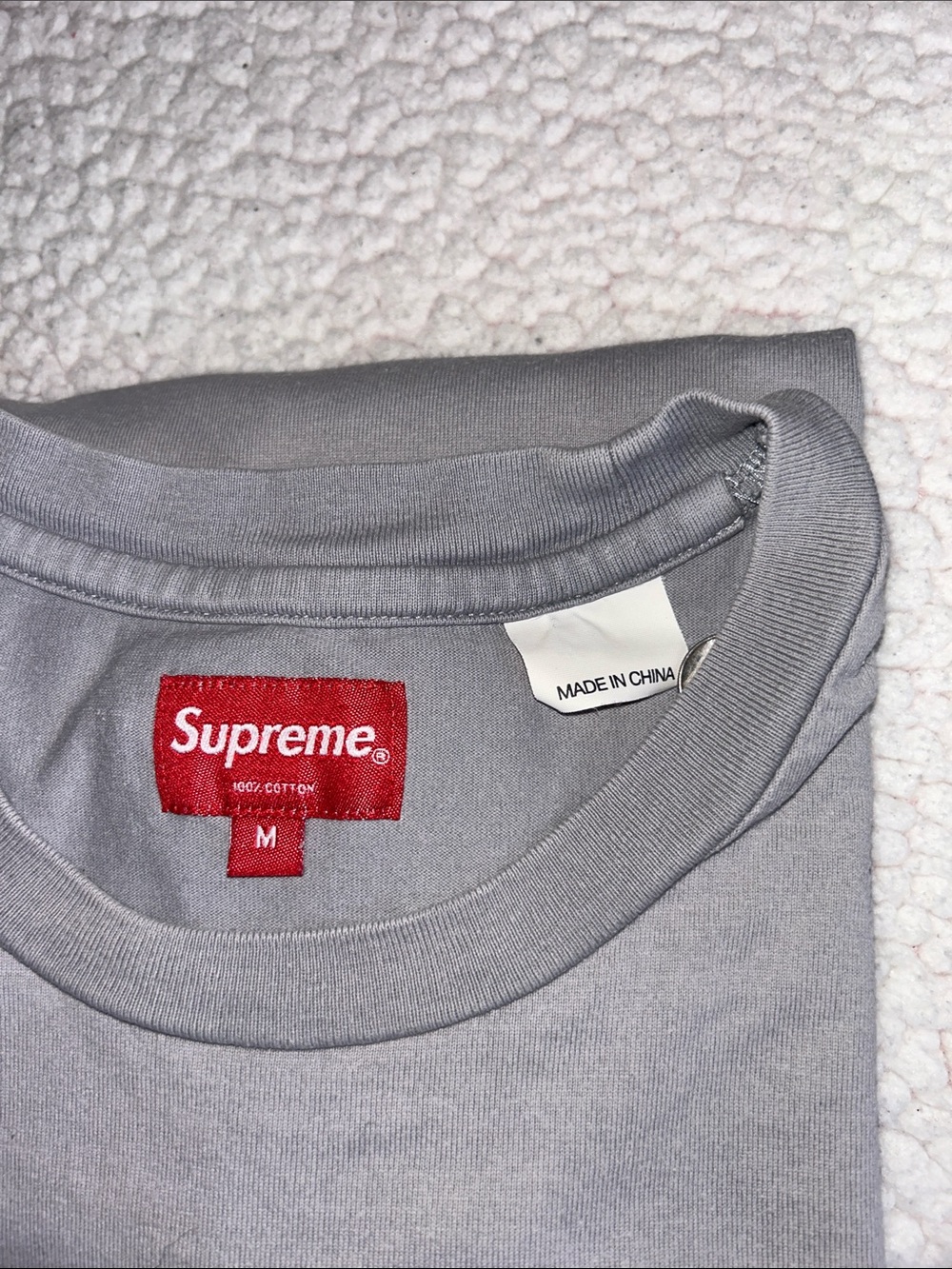 Supreme Gray Short Sleeve Tee with Red Mini Box Logo - Picture 8 of 9